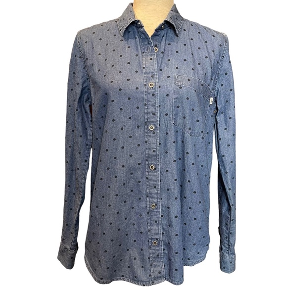 Vans So Rowdy Woven Indigo Dot Denim Button Down Shirt - Picture 2 of 9